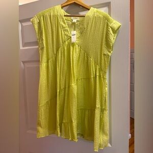 Anthropologie chartreuse mini dress NWT